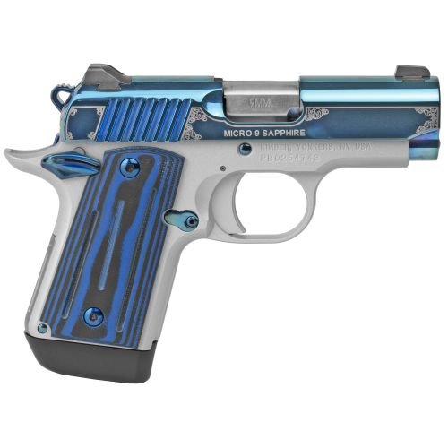 Kimber Micro 9 Sapphire 9mm Bright Blue PVD And Satin Silver Pistol